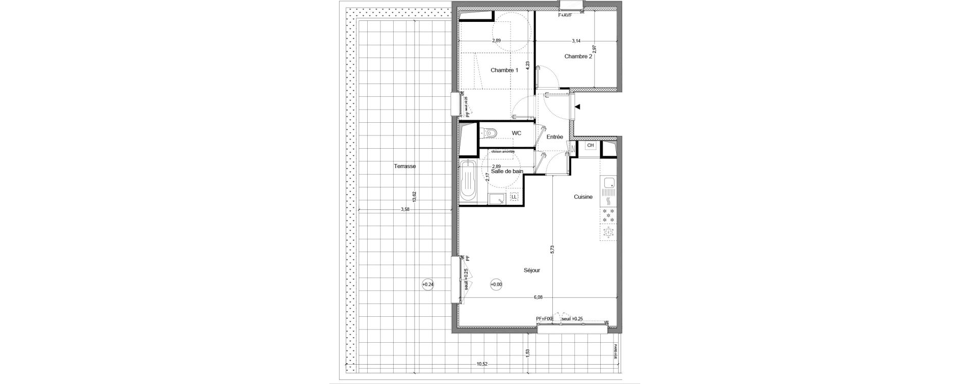 Appartement T3 de 66,83 m2 &agrave; Cou&euml;ron Centre