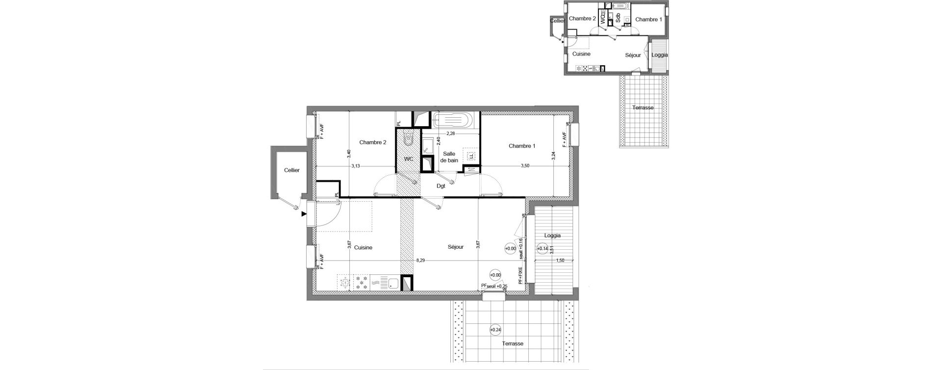 Appartement T3 de 61,84 m2 &agrave; Cou&euml;ron Centre