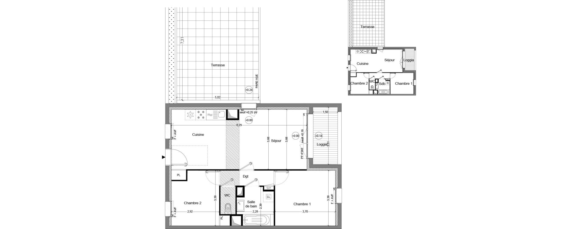 Appartement T3 de 62,16 m2 &agrave; Cou&euml;ron Centre