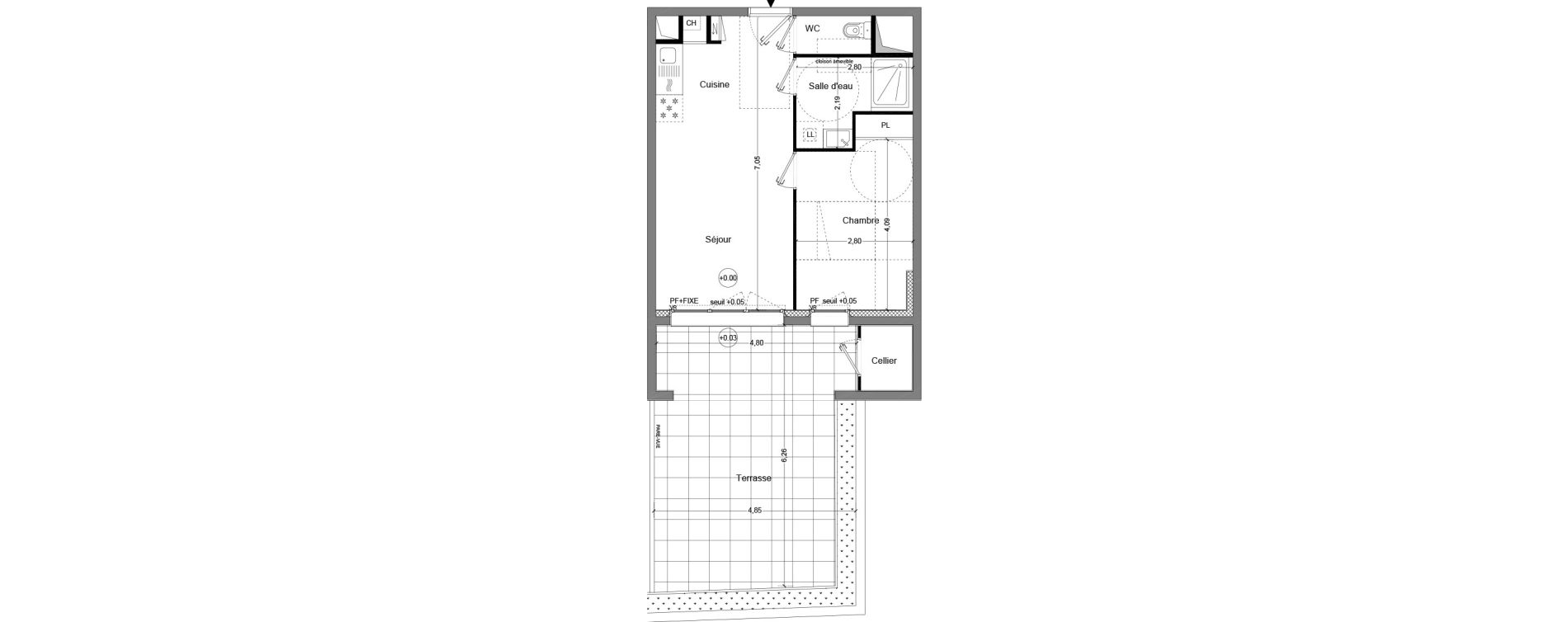 Appartement T2 de 40,82 m2 &agrave; Cou&euml;ron Centre
