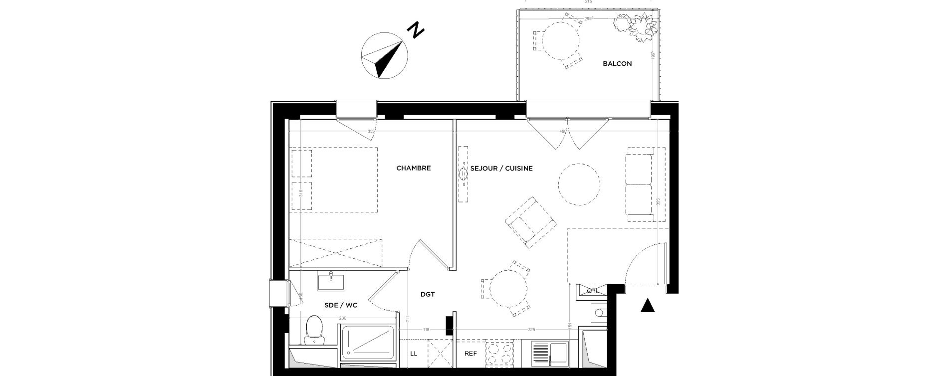 Appartement T2 de 39,13 m2 &agrave; Gu&eacute;rande Maison neuve