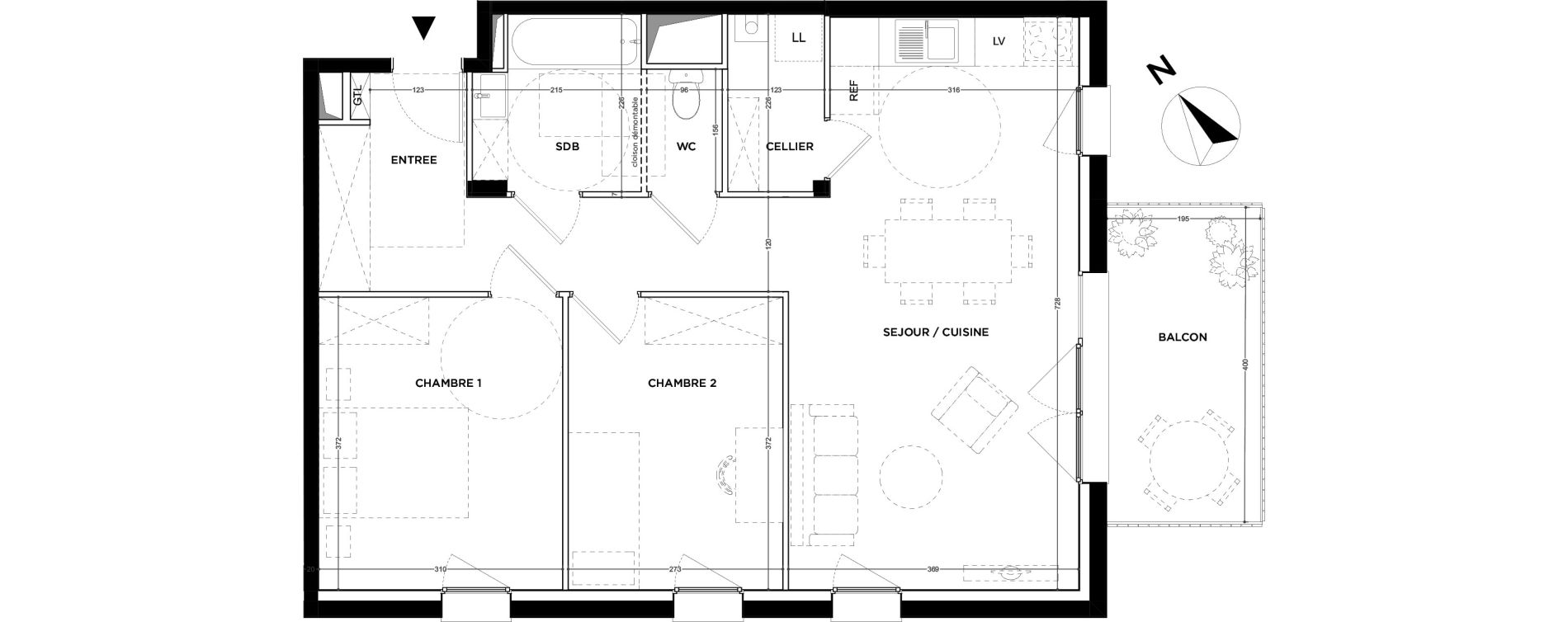 Appartement T3 de 65,69 m2 &agrave; Gu&eacute;rande Maison neuve