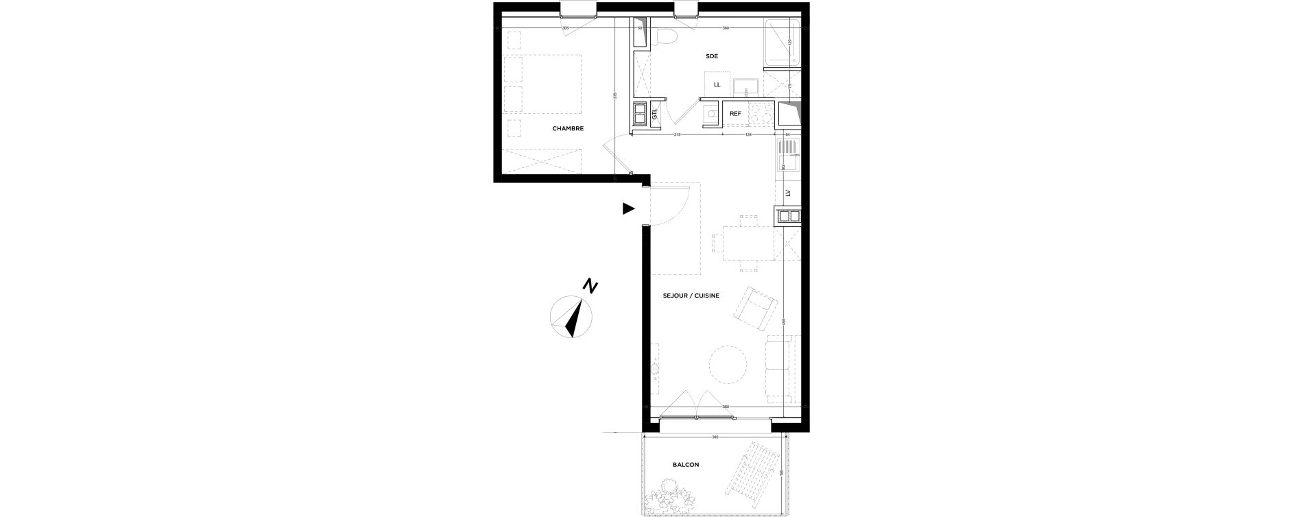 Appartement T2 de 45,37 m2 &agrave; Gu&eacute;rande Maison neuve