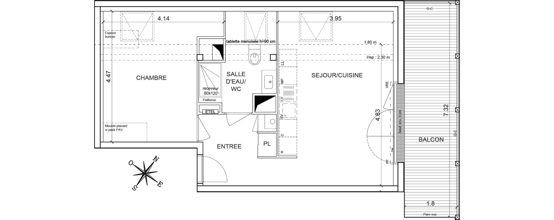 Appartement T2 de 40,96 m2 &agrave; Gu&eacute;rande Maison neuve