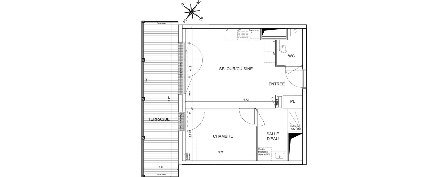 Appartement T2 de 39,66 m2 &agrave; Gu&eacute;rande Maison neuve