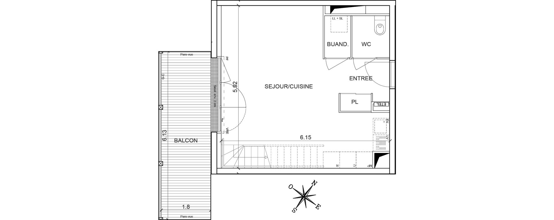 Duplex T2 de 45,89 m2 &agrave; Gu&eacute;rande Maison neuve
