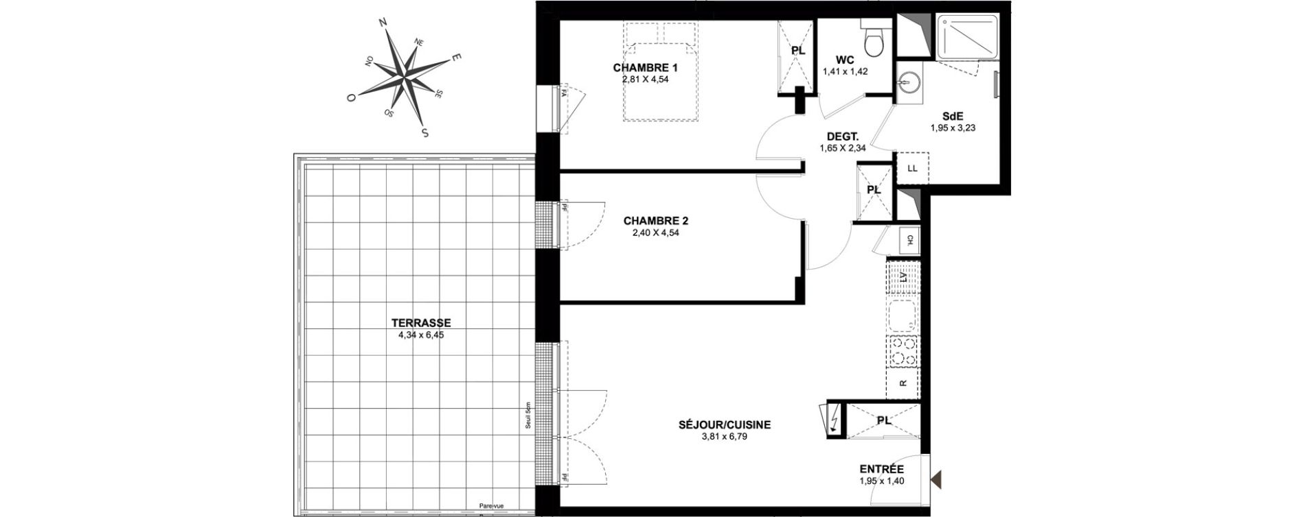 Appartement T3 de 64,22 m2 &agrave; Gu&eacute;rande Centre