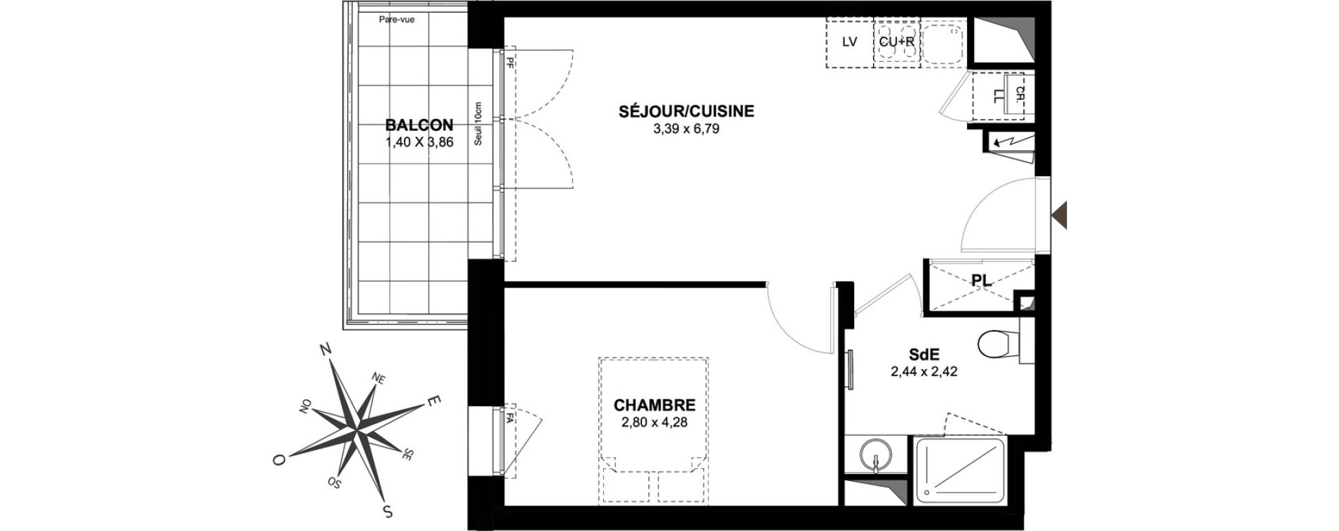 Appartement T2 de 40,21 m2 &agrave; Gu&eacute;rande Centre