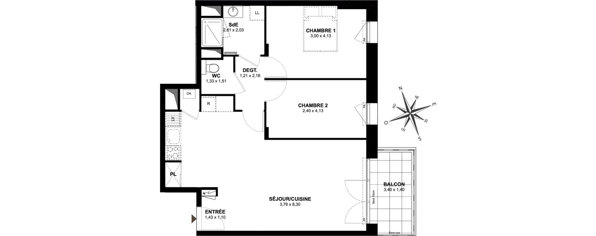 Appartement T3 de 66,02 m2 &agrave; Gu&eacute;rande Centre