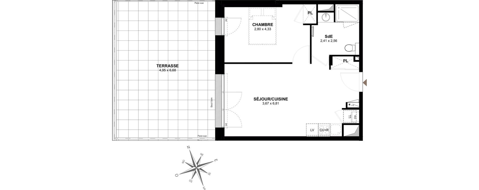 Appartement T2 de 43,14 m2 &agrave; Gu&eacute;rande Centre