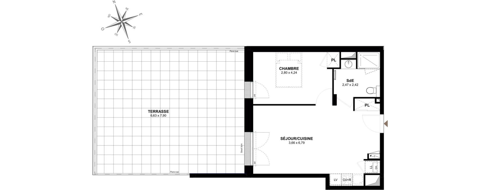 Appartement T2 de 44,08 m2 &agrave; Gu&eacute;rande Centre
