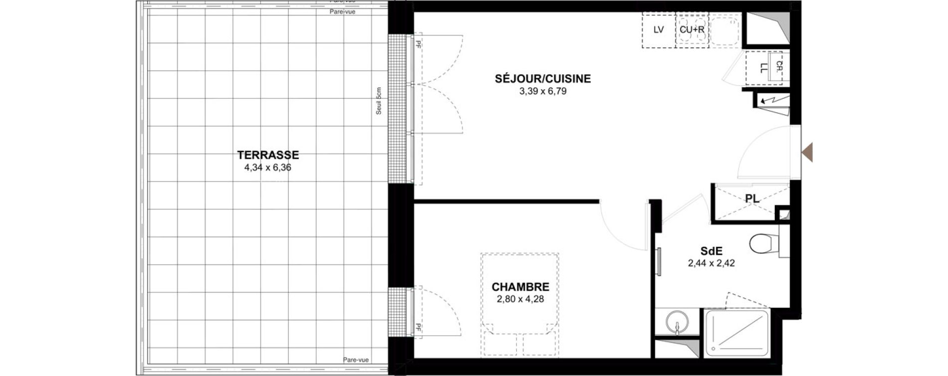Appartement T2 de 40,21 m2 &agrave; Gu&eacute;rande Centre