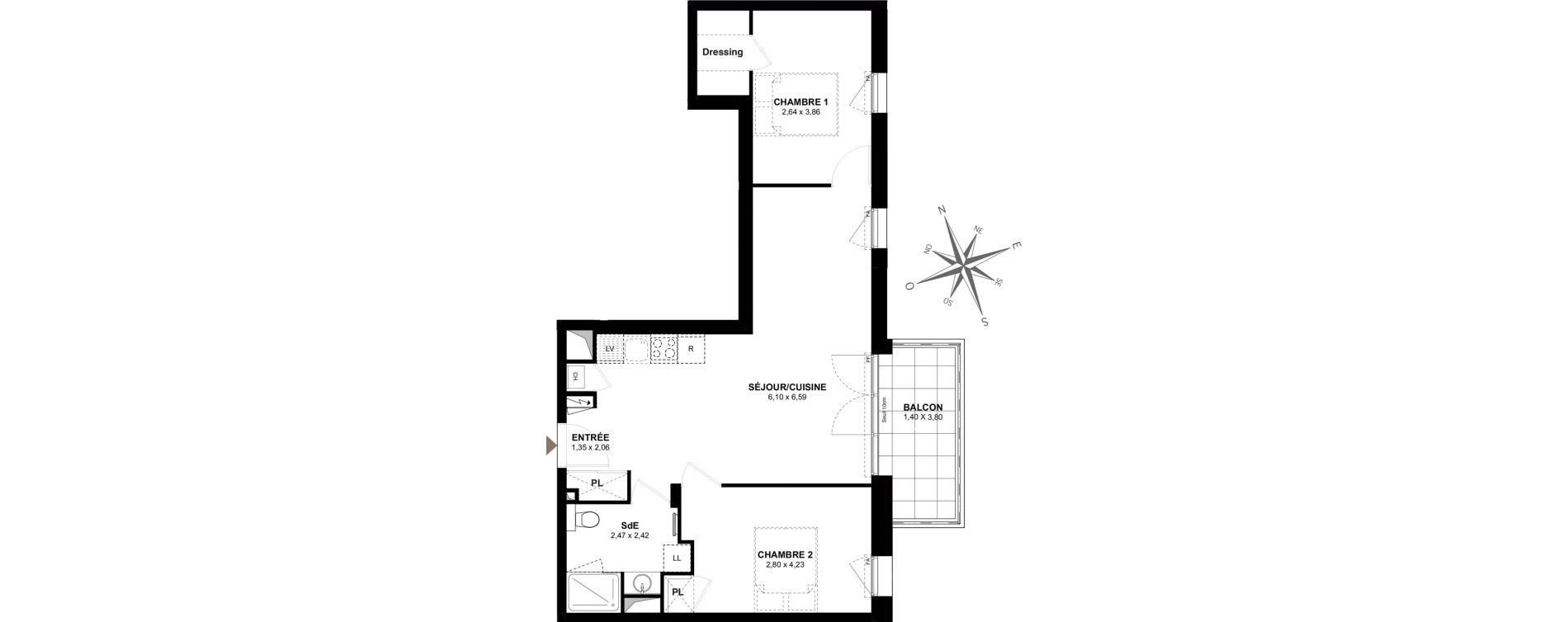 Appartement T3 de 61,15 m2 &agrave; Gu&eacute;rande Centre