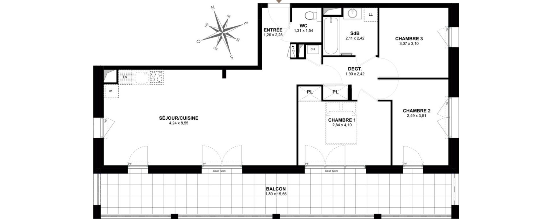 Appartement T4 de 84,31 m2 &agrave; Gu&eacute;rande Centre