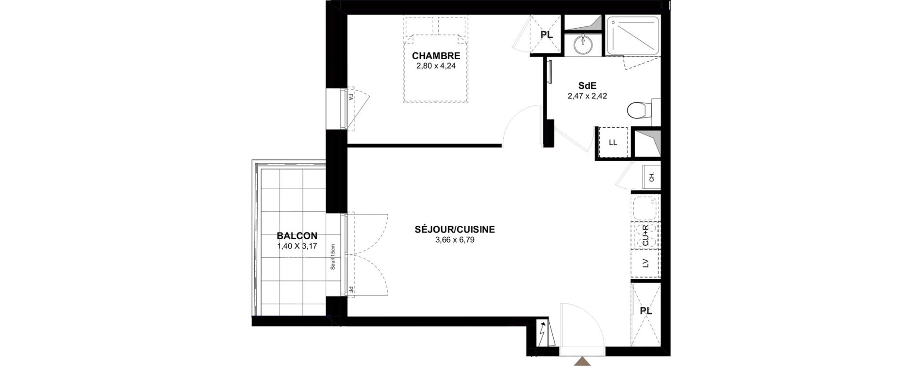 Appartement T2 de 44,10 m2 &agrave; Gu&eacute;rande Centre