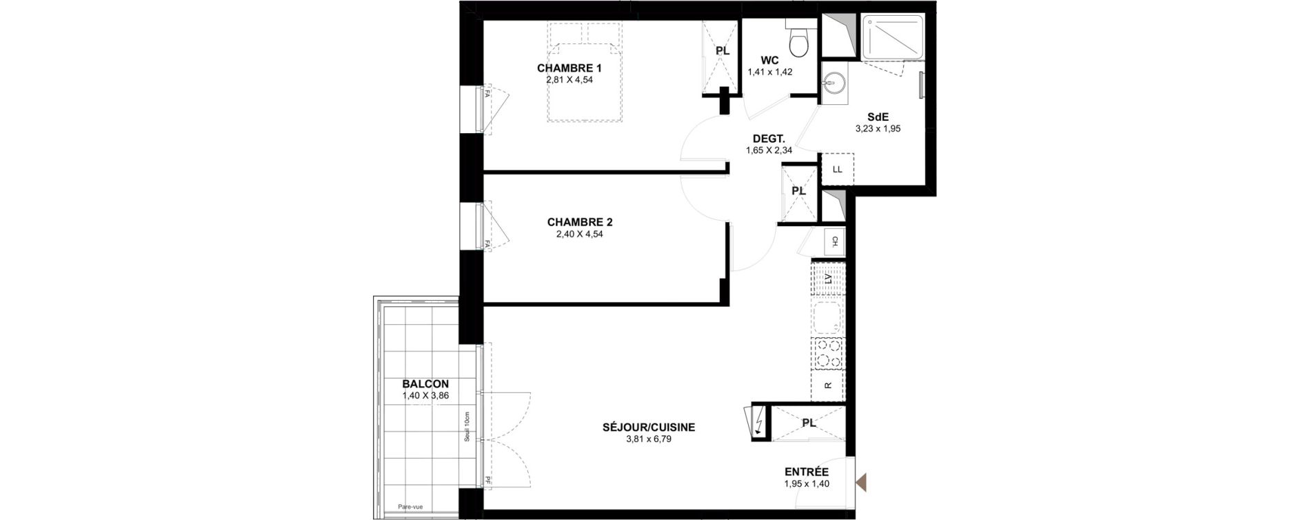 Appartement T3 de 64,22 m2 &agrave; Gu&eacute;rande Centre