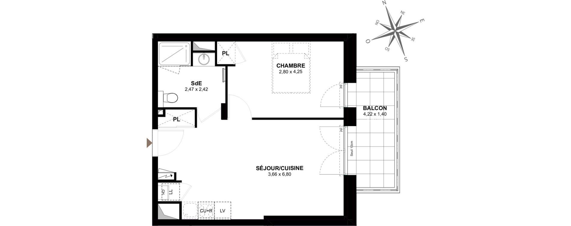 Appartement T2 de 41,99 m2 &agrave; Gu&eacute;rande Centre