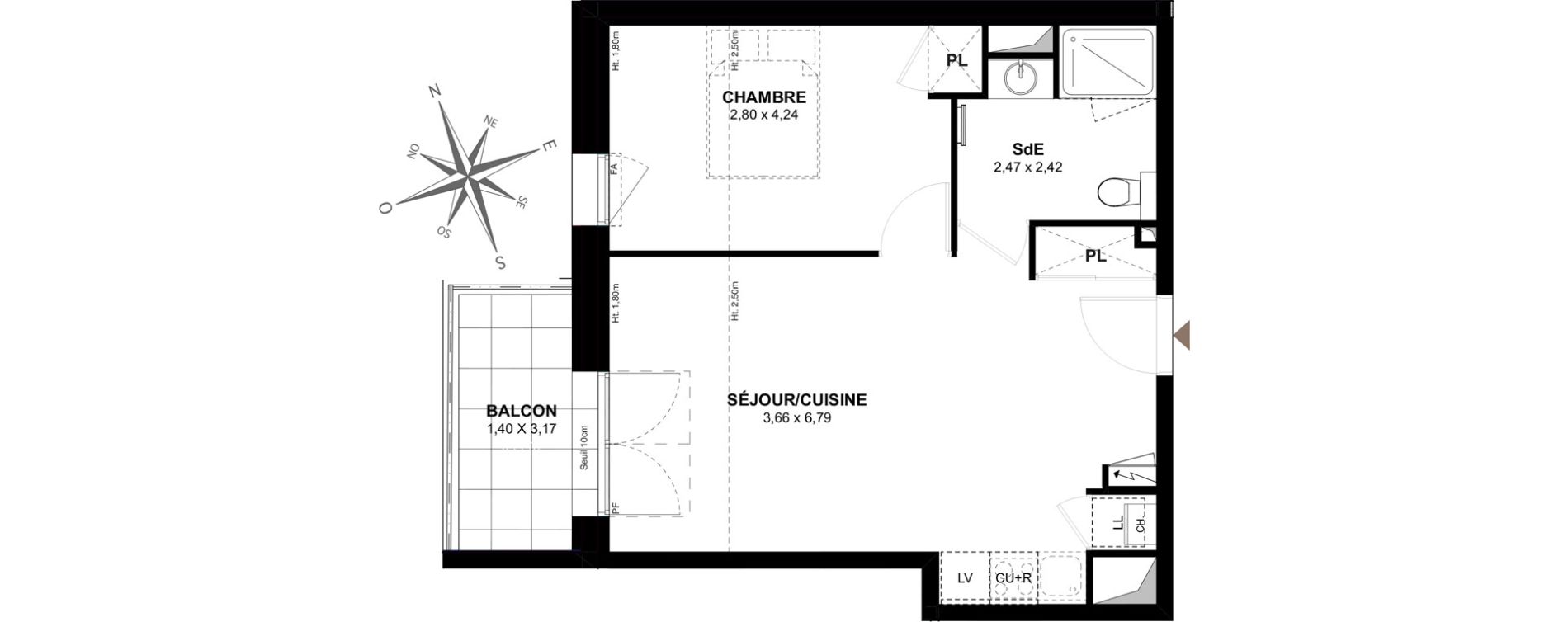 Appartement T2 de 44,16 m2 &agrave; Gu&eacute;rande Centre