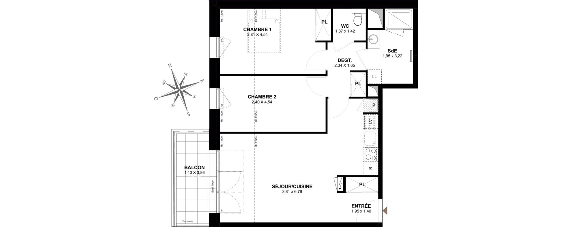 Appartement T3 de 64,21 m2 &agrave; Gu&eacute;rande Centre