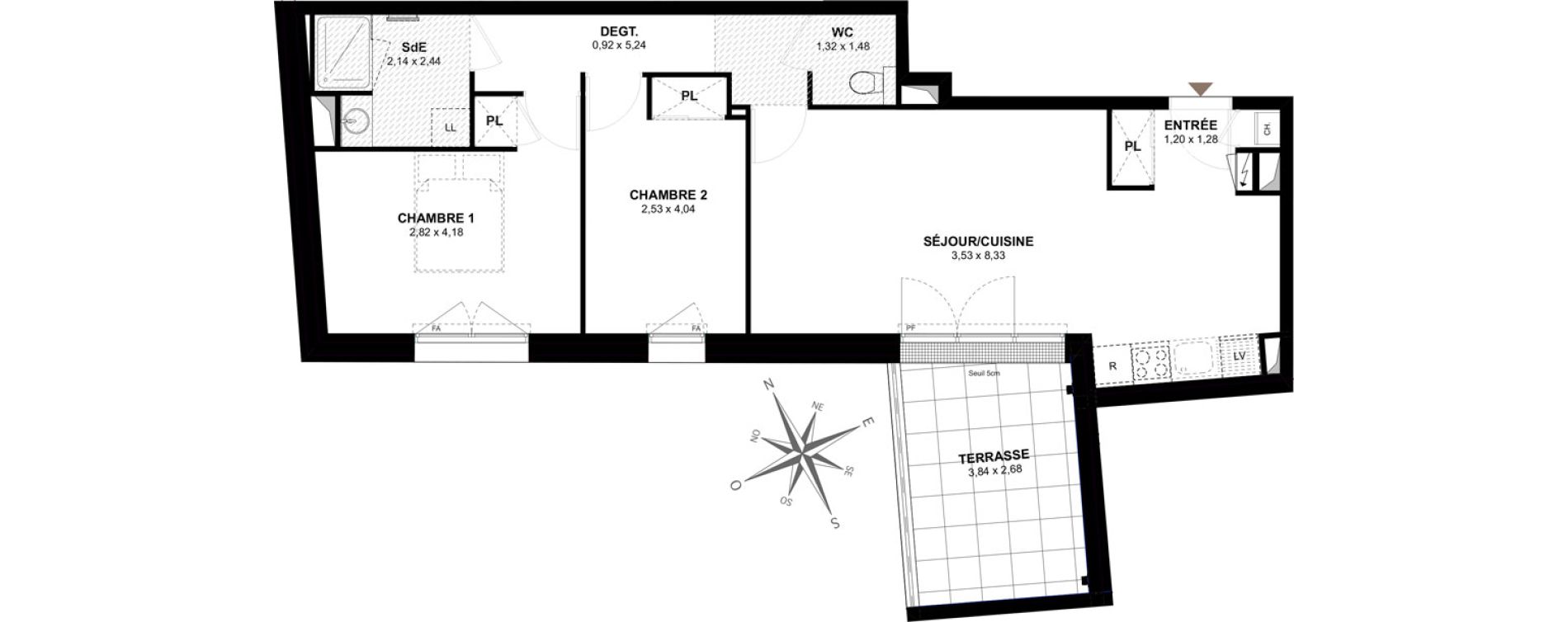 Appartement T3 de 66,64 m2 &agrave; Gu&eacute;rande Centre
