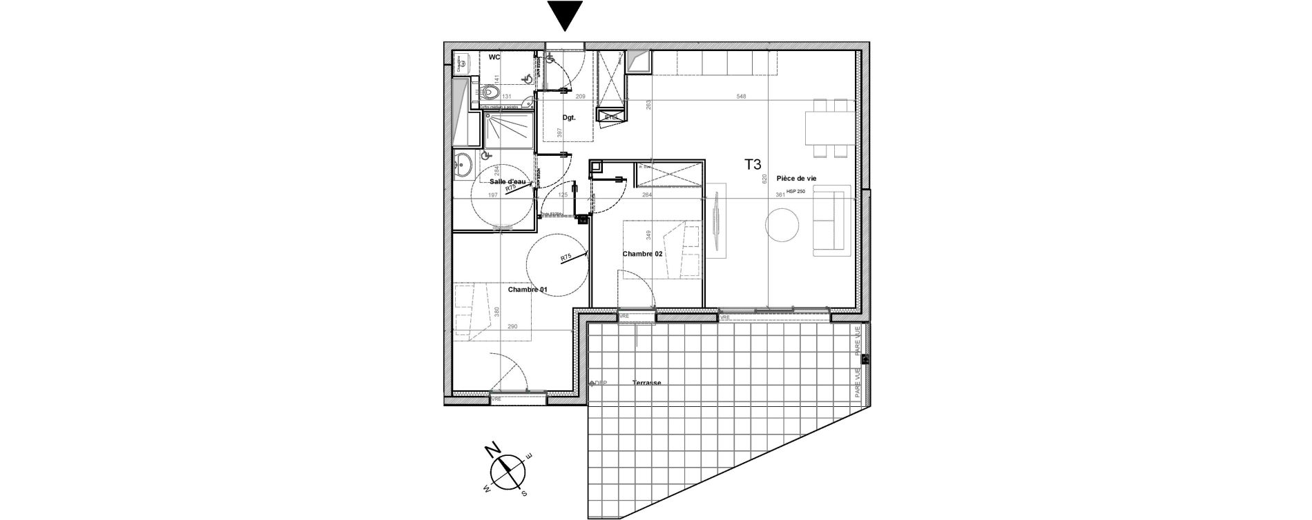 Appartement T3 de 62,67 m2 &agrave; Gu&eacute;rande Centre