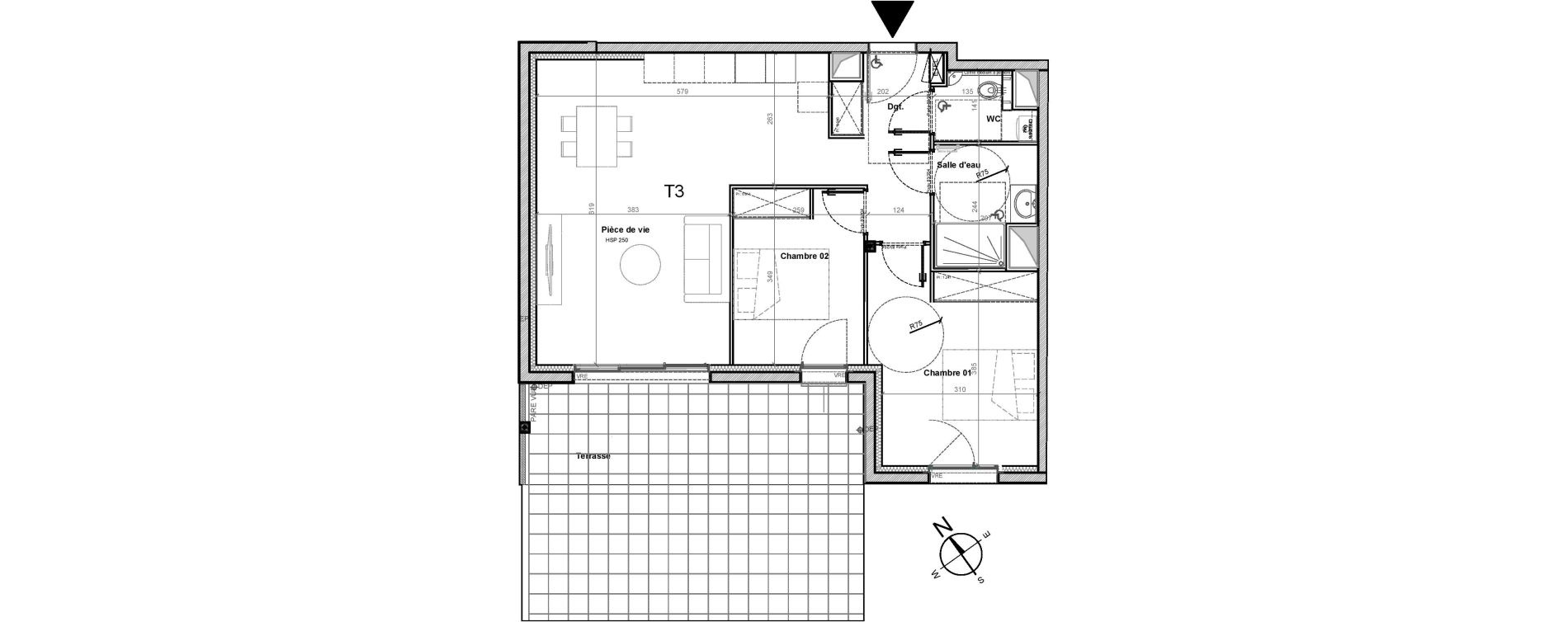 Appartement T3 de 63,93 m2 &agrave; Gu&eacute;rande Centre