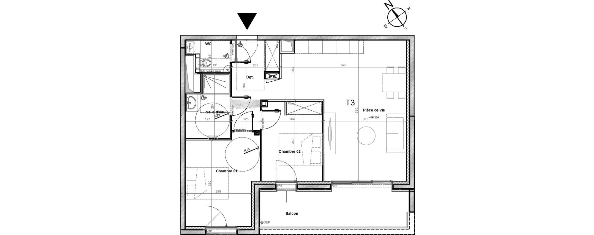 Appartement T3 de 62,48 m2 &agrave; Gu&eacute;rande Centre