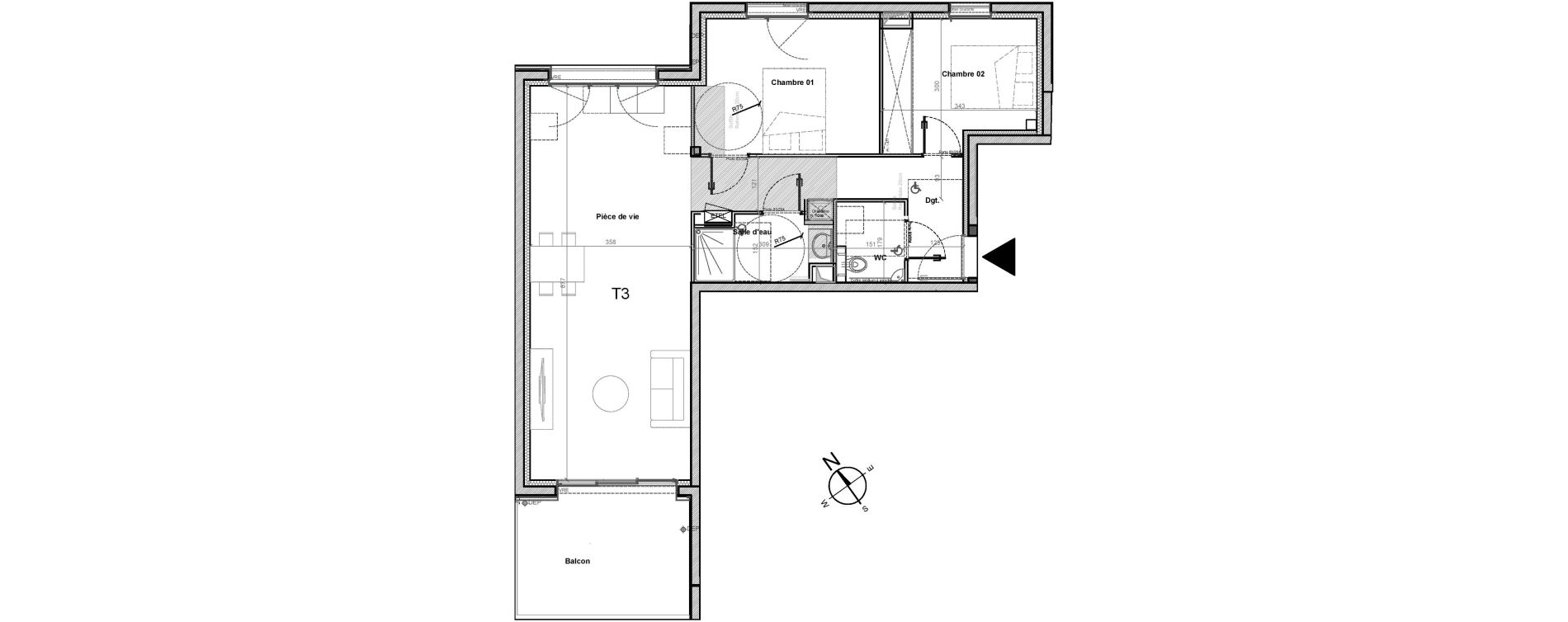 Appartement T3 de 67,92 m2 &agrave; Gu&eacute;rande Centre