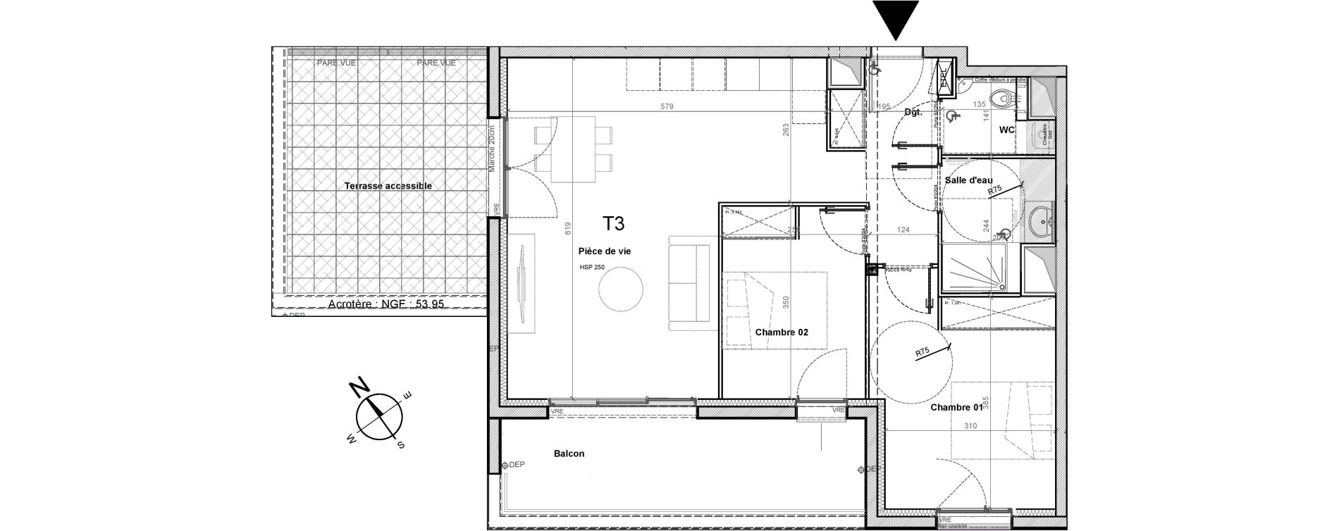 Appartement T3 de 63,92 m2 &agrave; Gu&eacute;rande Centre