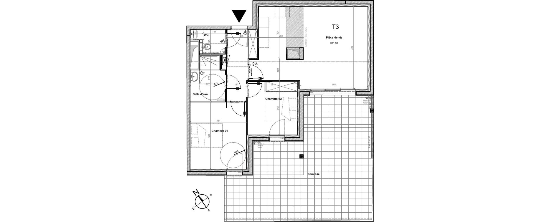 Appartement T3 de 65,07 m2 &agrave; Gu&eacute;rande Centre