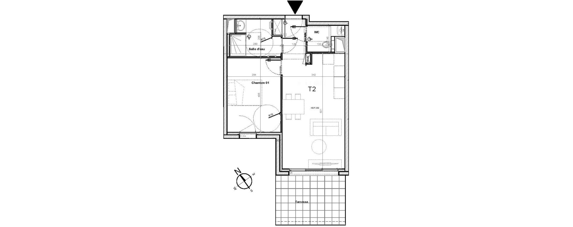 Appartement T2 de 43,48 m2 &agrave; Gu&eacute;rande Centre