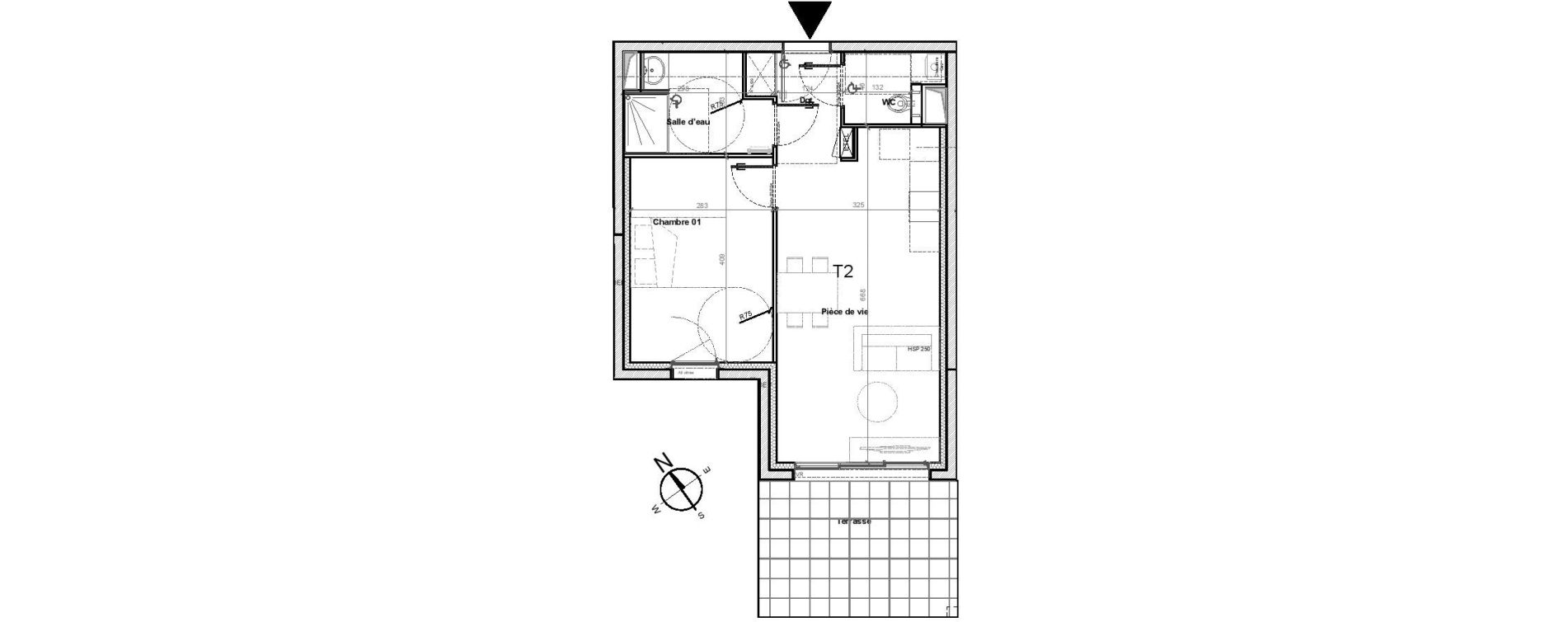 Appartement T2 de 43,06 m2 &agrave; Gu&eacute;rande Centre
