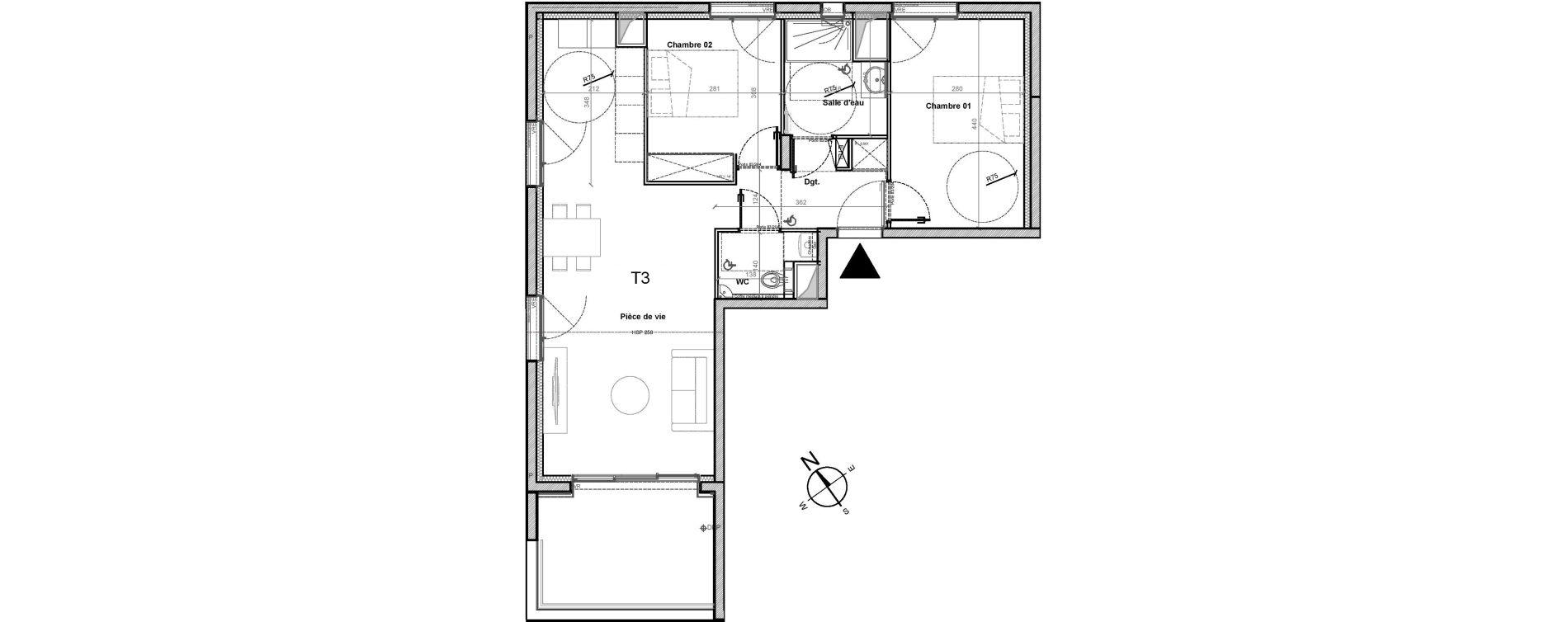 Appartement T3 de 63,29 m2 &agrave; Gu&eacute;rande Centre