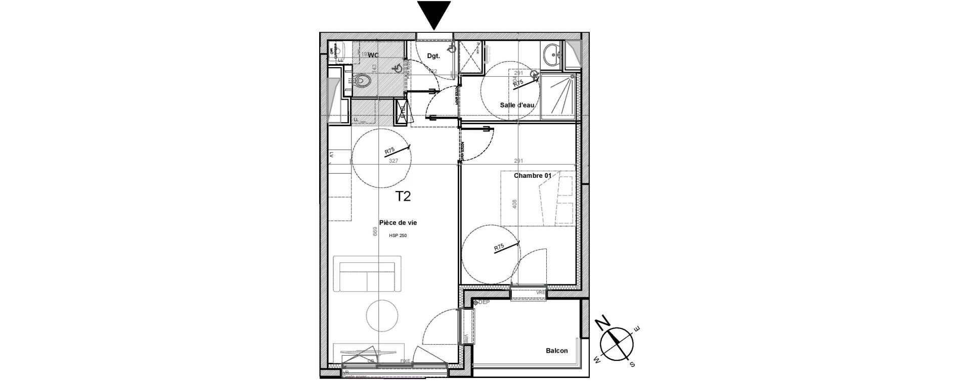 Appartement T2 de 43,17 m2 &agrave; Gu&eacute;rande Centre