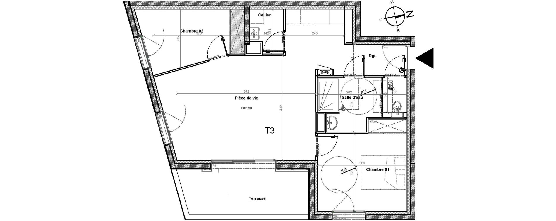 Appartement T3 de 65,72 m2 &agrave; Gu&eacute;rande Centre
