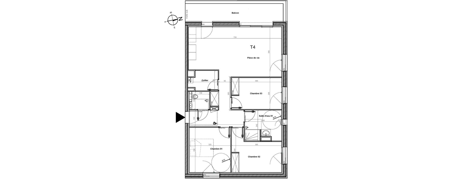 Appartement T4 de 80,45 m2 &agrave; Gu&eacute;rande Centre