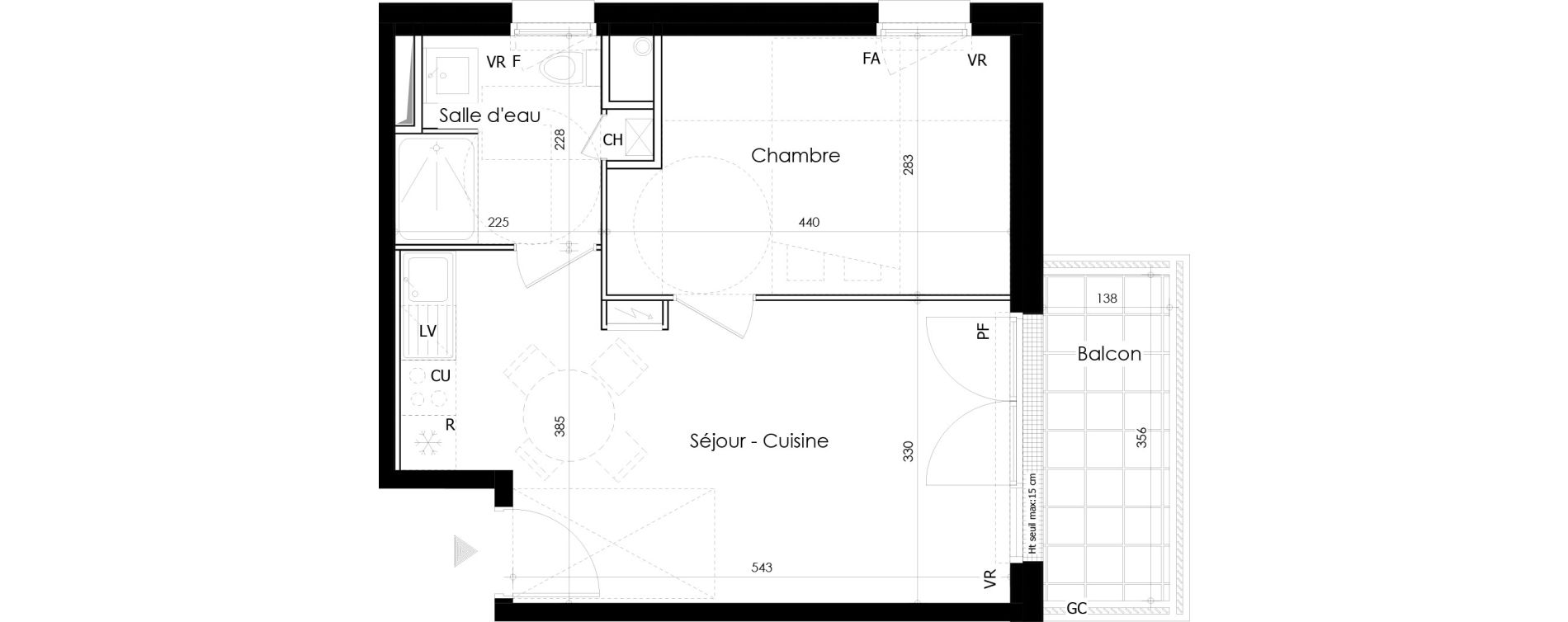Appartement T2 de 37,73 m2 &agrave; Gu&eacute;rande L&eacute;chet