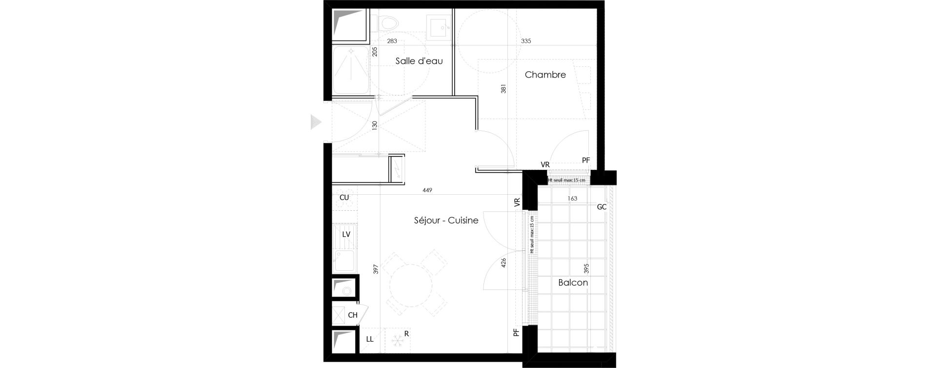 Appartement T2 de 40,52 m2 &agrave; Gu&eacute;rande L&eacute;chet