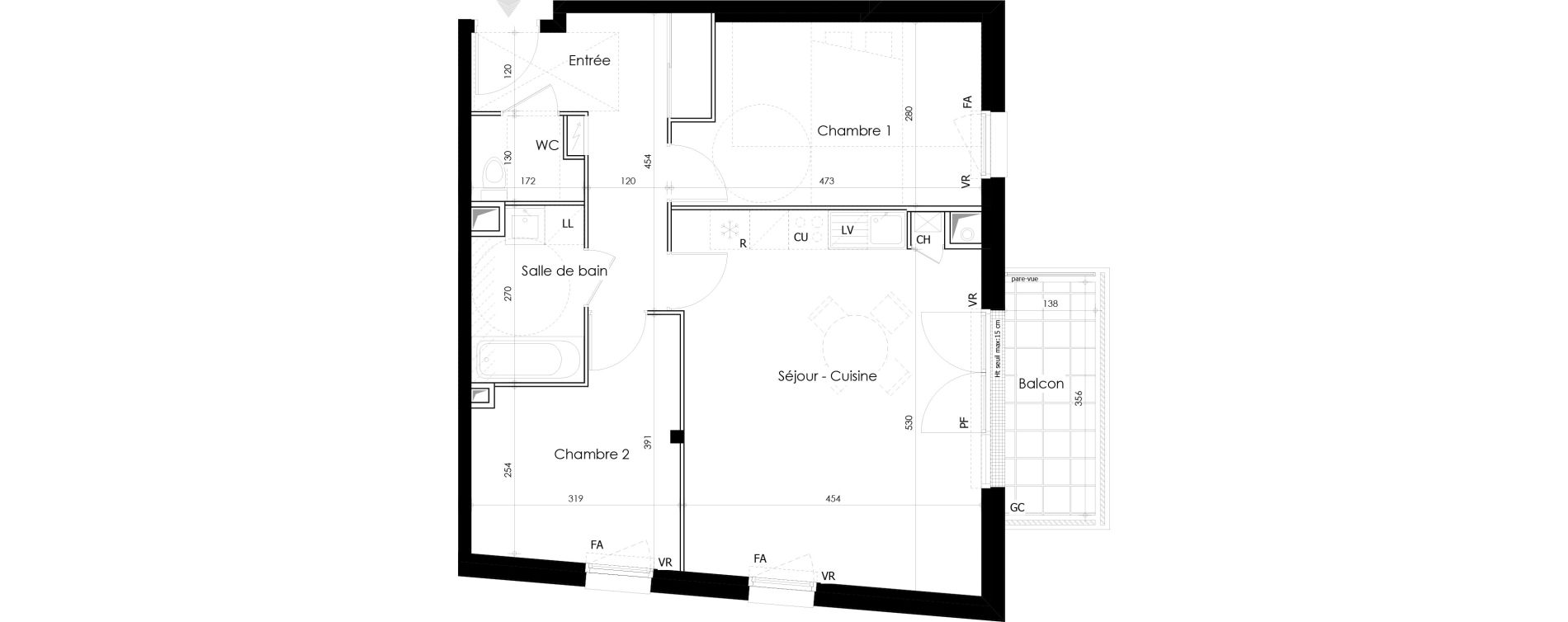 Appartement T3 de 61,99 m2 &agrave; Gu&eacute;rande L&eacute;chet