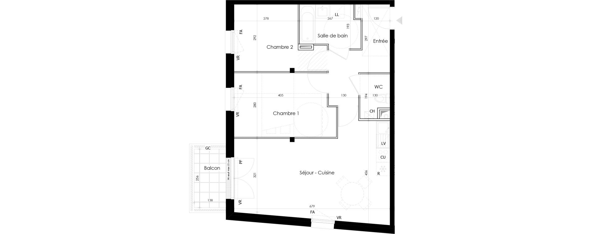 Appartement T3 de 61,03 m2 &agrave; Gu&eacute;rande L&eacute;chet