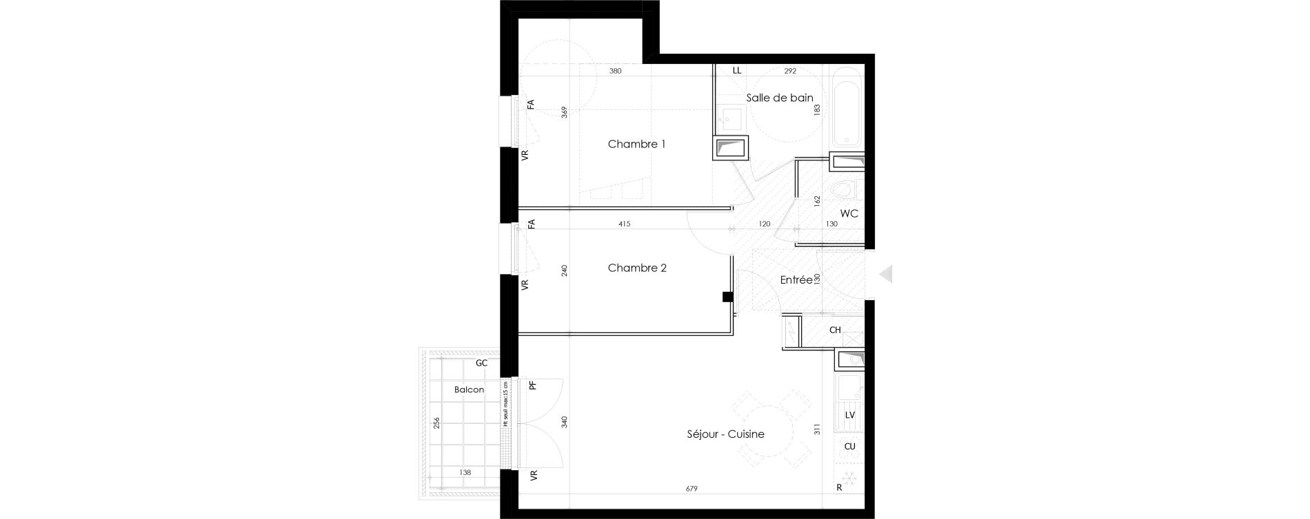 Appartement T3 de 58,83 m2 &agrave; Gu&eacute;rande L&eacute;chet