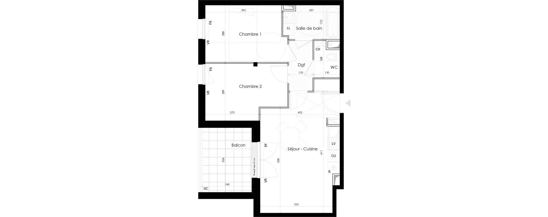 Appartement T3 de 55,41 m2 &agrave; Gu&eacute;rande L&eacute;chet
