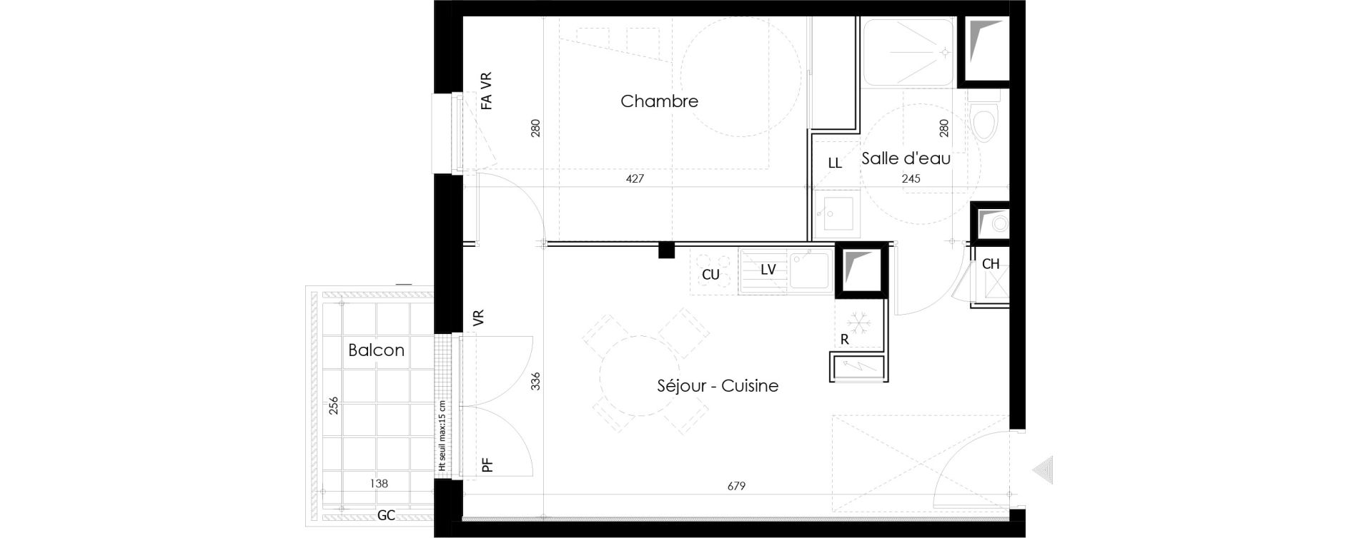 Appartement T2 de 39,78 m2 &agrave; Gu&eacute;rande L&eacute;chet