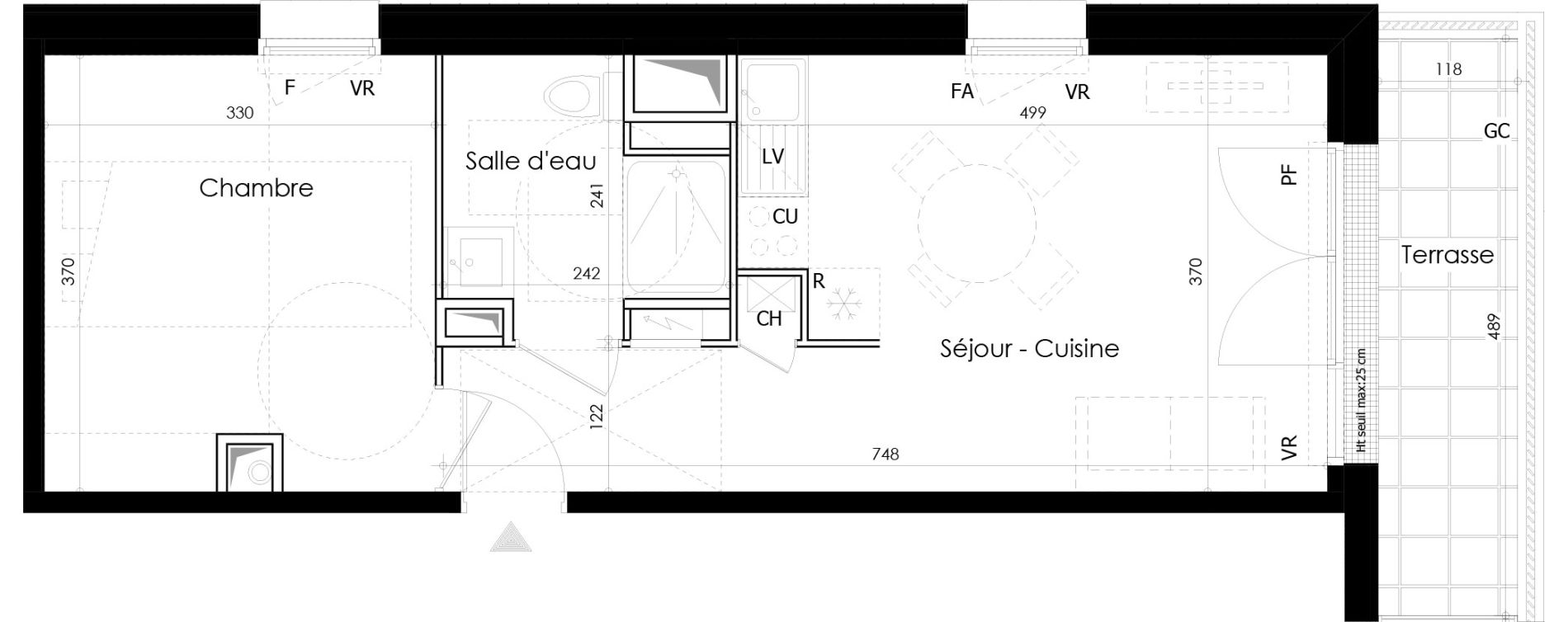 Appartement T2 de 37,53 m2 &agrave; Gu&eacute;rande L&eacute;chet