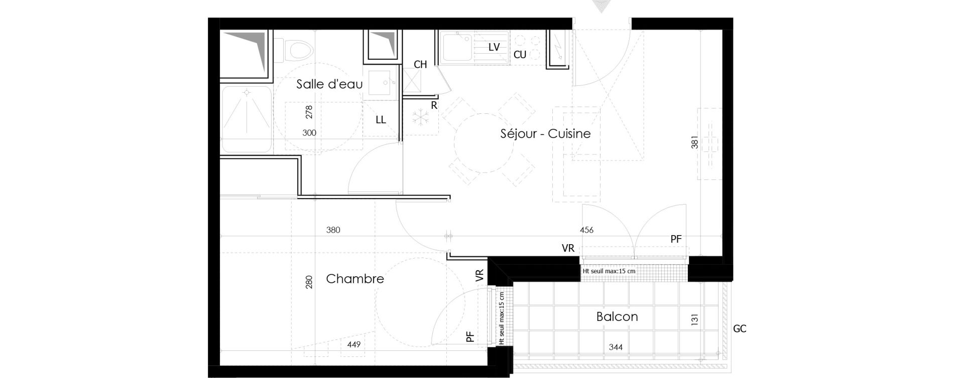 Appartement T2 de 38,06 m2 &agrave; Gu&eacute;rande L&eacute;chet