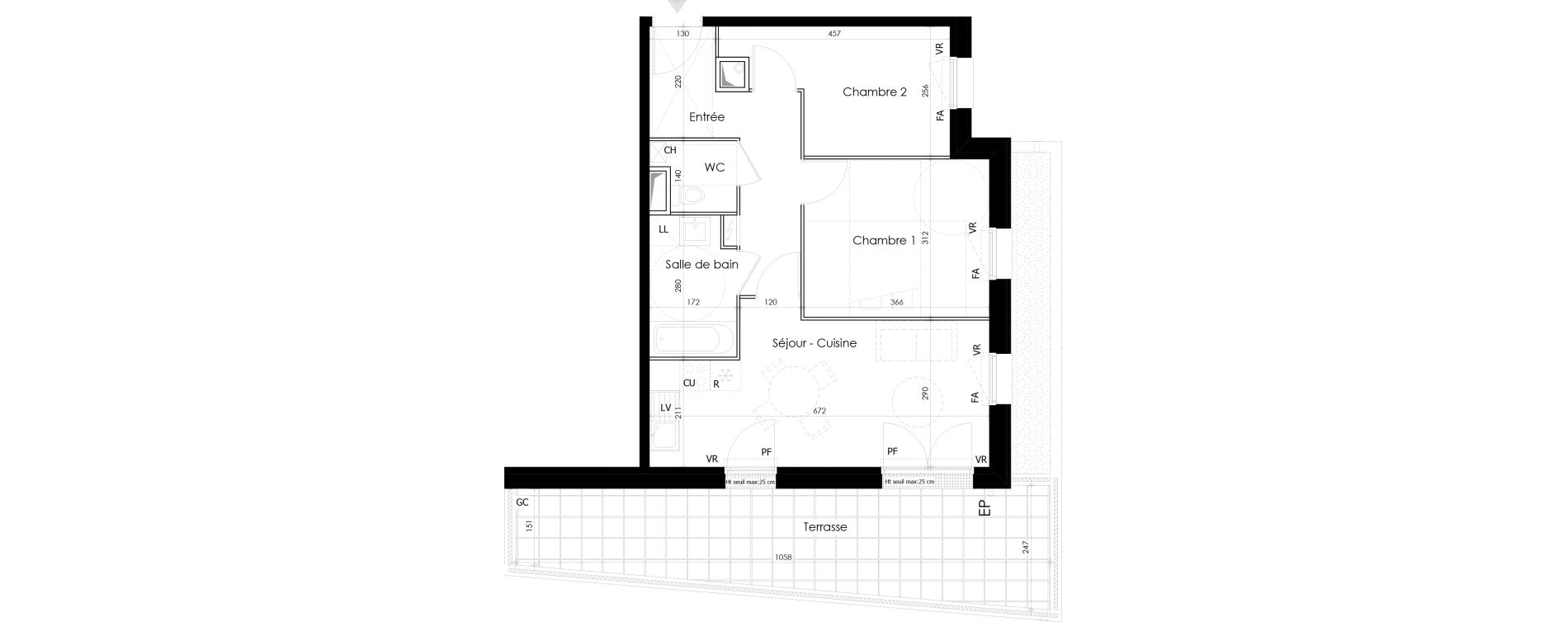 Appartement T3 de 53,83 m2 &agrave; Gu&eacute;rande L&eacute;chet