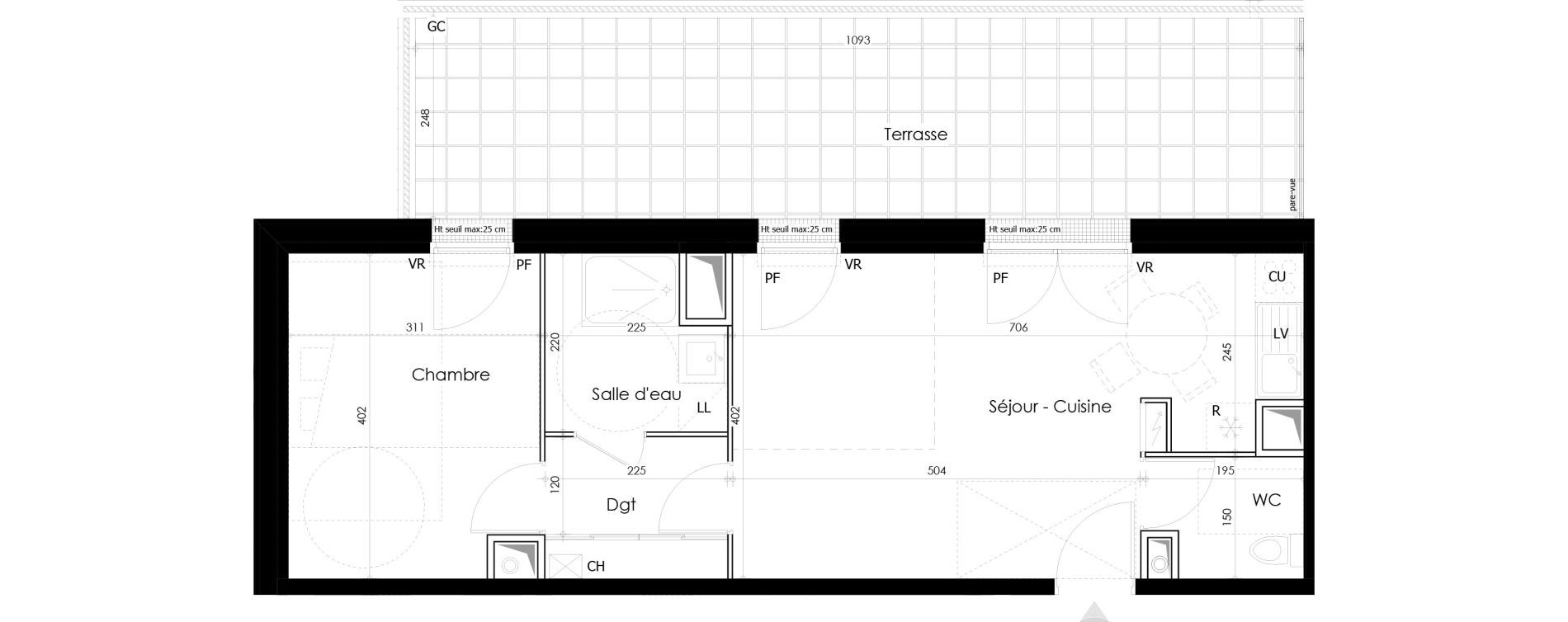 Appartement T2 de 47,53 m2 &agrave; Gu&eacute;rande L&eacute;chet