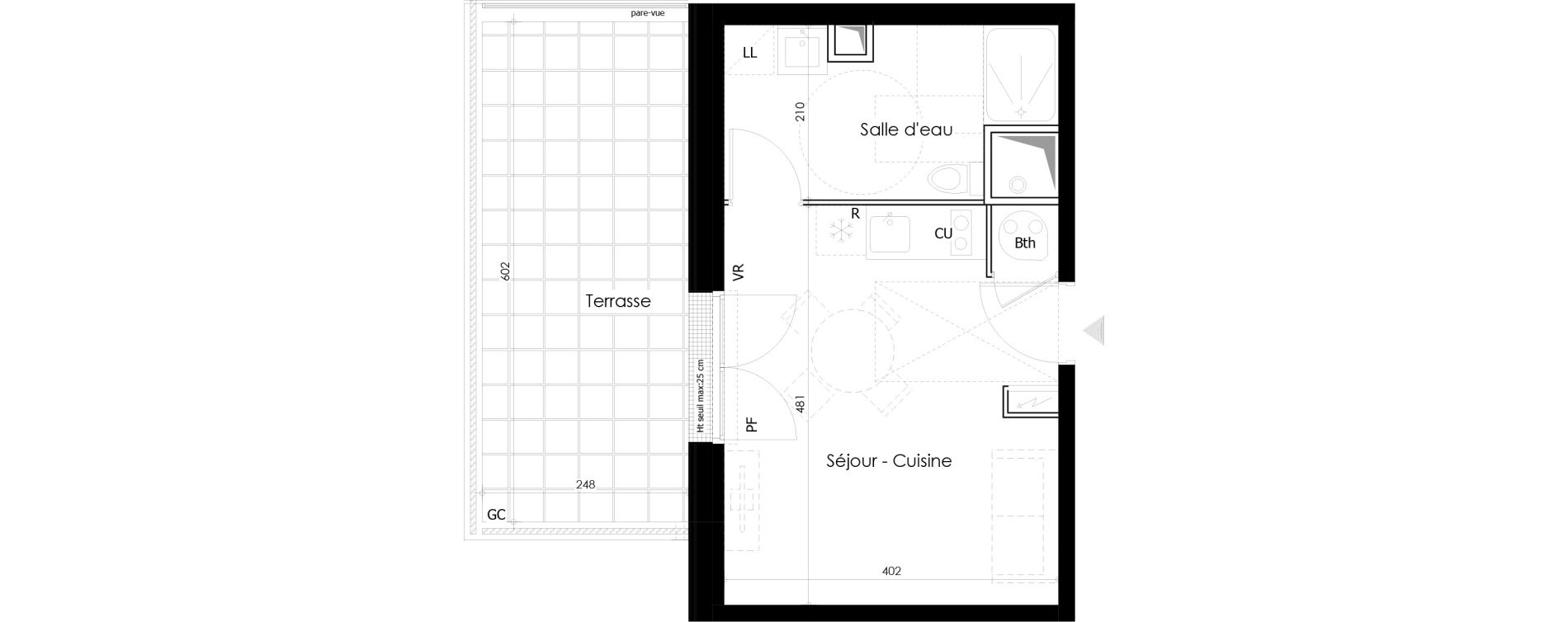 Appartement T1 de 26,34 m2 &agrave; Gu&eacute;rande L&eacute;chet