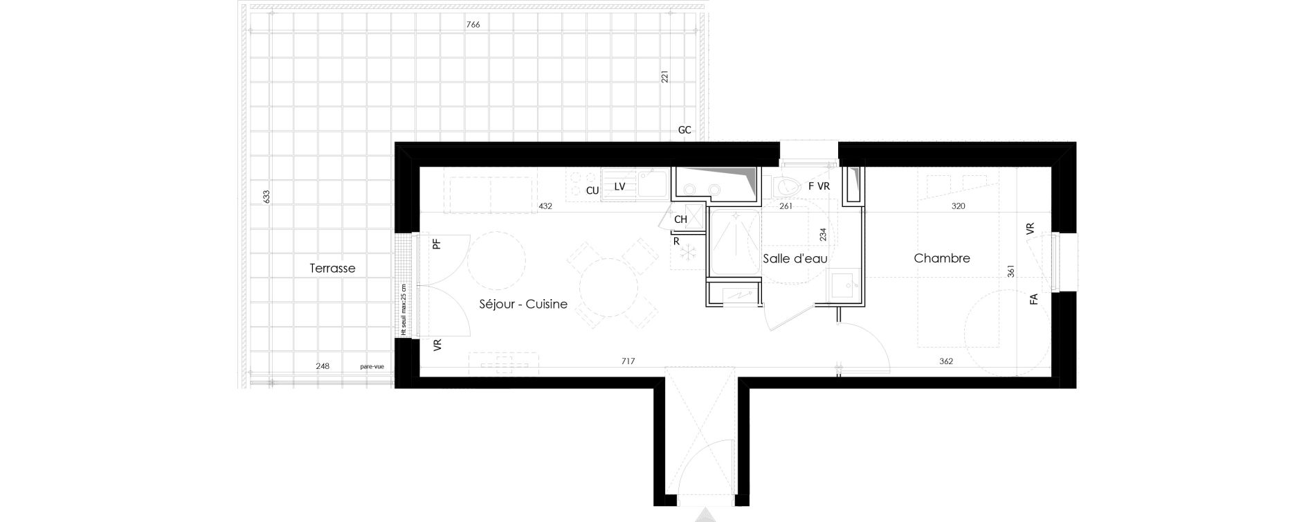 Appartement T2 de 39,44 m2 &agrave; Gu&eacute;rande L&eacute;chet