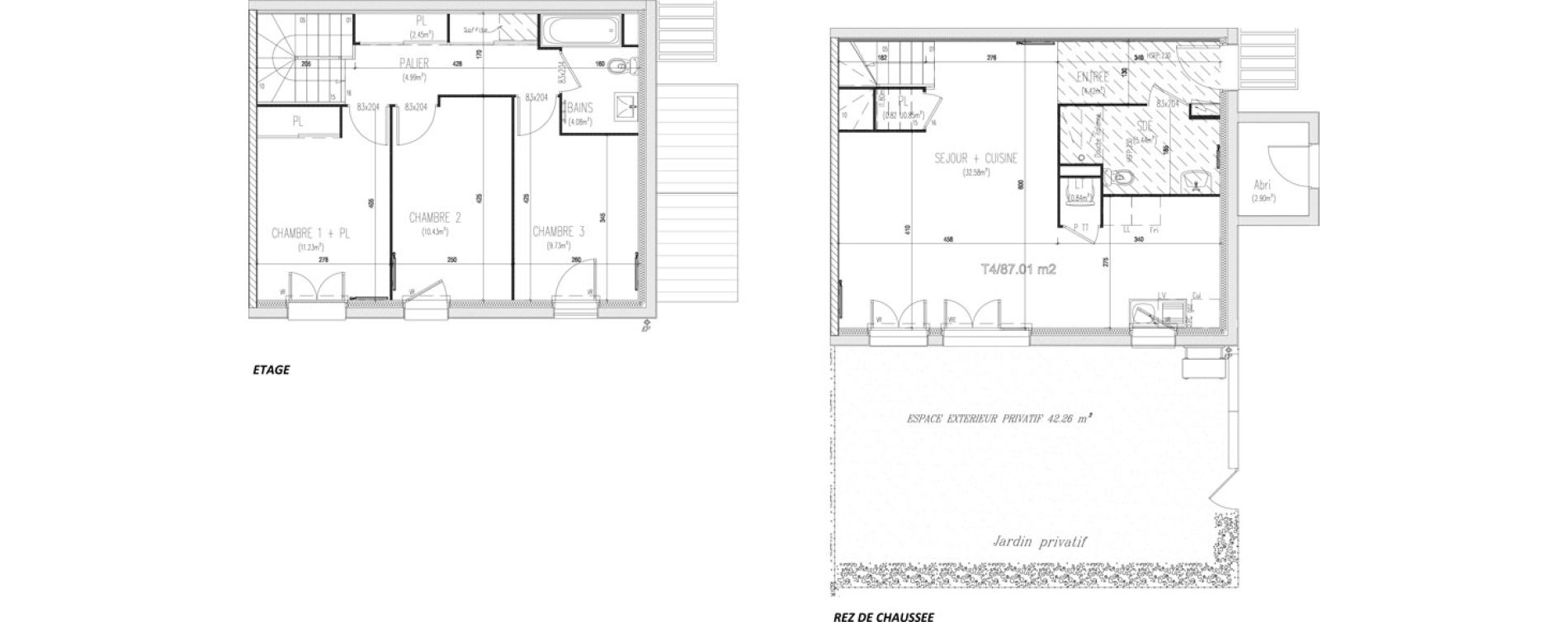 Duplex T4 de 87,01 m2 &agrave; H&eacute;ric Centre